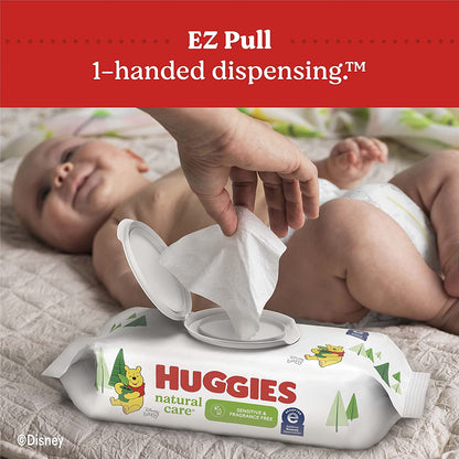 Natural Care Sensitive Baby Wipes, Unscented, Hypoallergenic, 6 Flip-Top Packs (288 Wipes Total)
