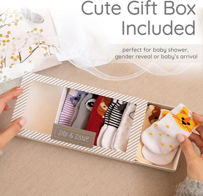 Baby Sock Gift Set - 7 Unique Pairs, Cute & Funny Unisex Newborn Gifts for Baby Showers & Registries