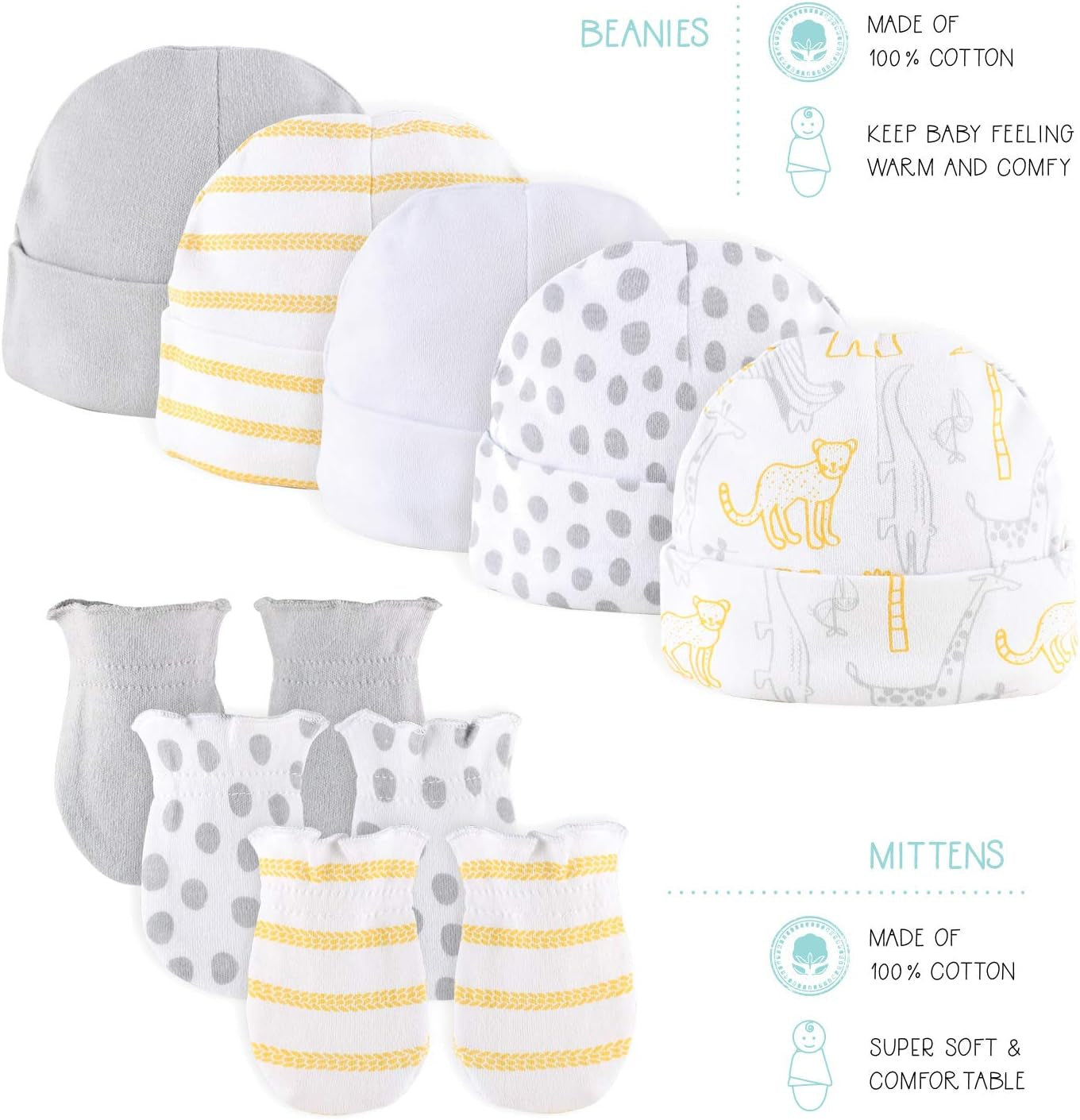Newborn Layette Gift Set for Baby Boys or Girls - 23 Piece Gender Neutral Newborn Clothes & Accessories Set - Safari Themed