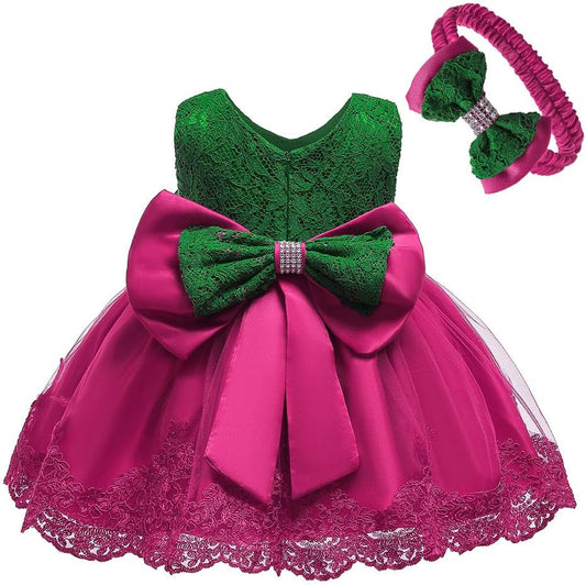 0-6T Toddler Baby Girl Embroidered Tutu Ball Gown Lace Dresses with Headwear