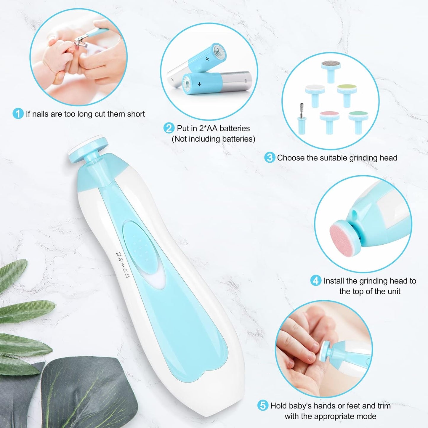Baby Nail Trimmer Electric,Baby Nail Clippers, 6 in 1 Baby Nail File,Nail File Baby Grooming Kit Manicure Set for Toddler or Adults