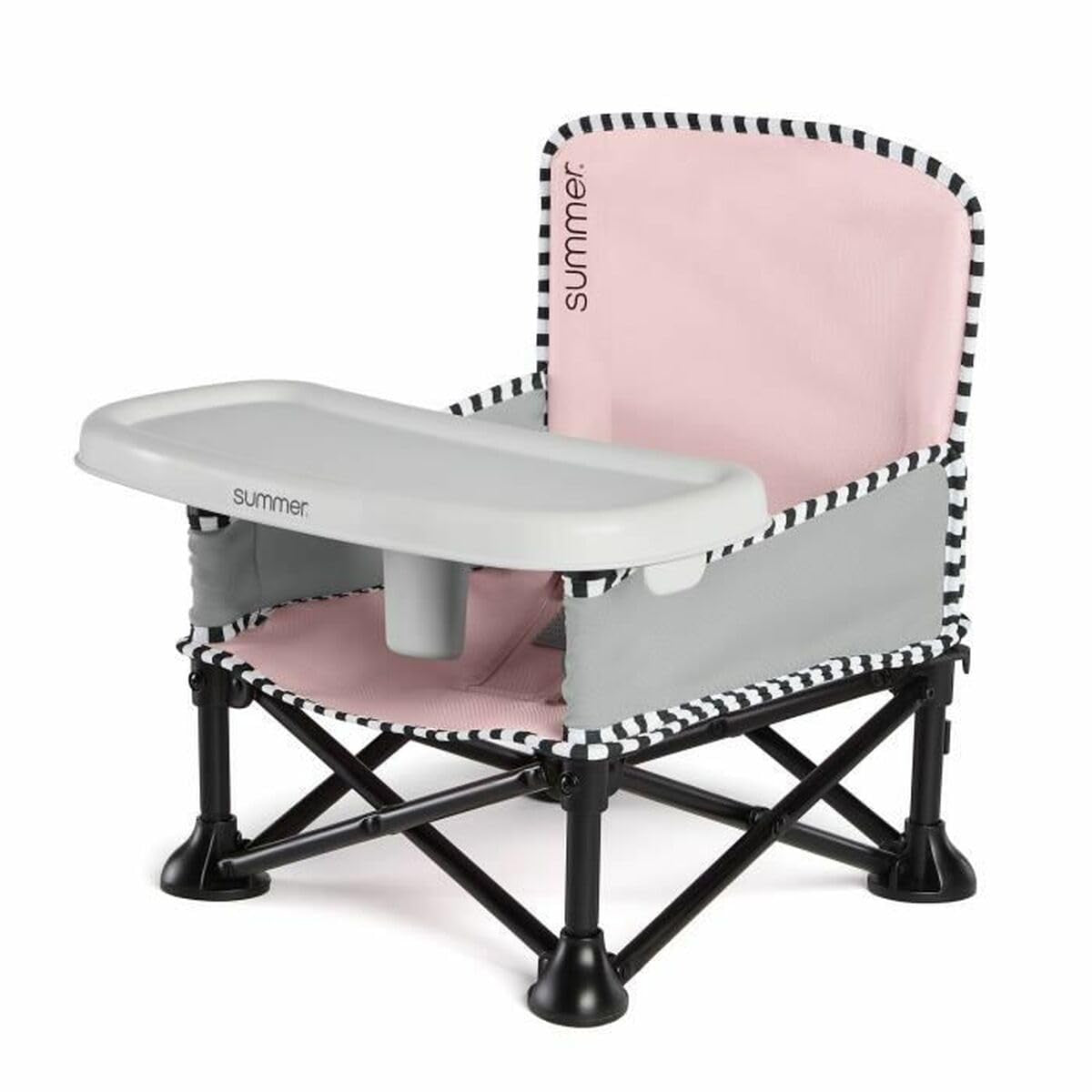 Summer by  Pop 'N Sit Portable Booster Chair, Floor Seat, Indoor/Outdoor Use, Compact Fold, Coral, 6 Mos - 3 Yrs
