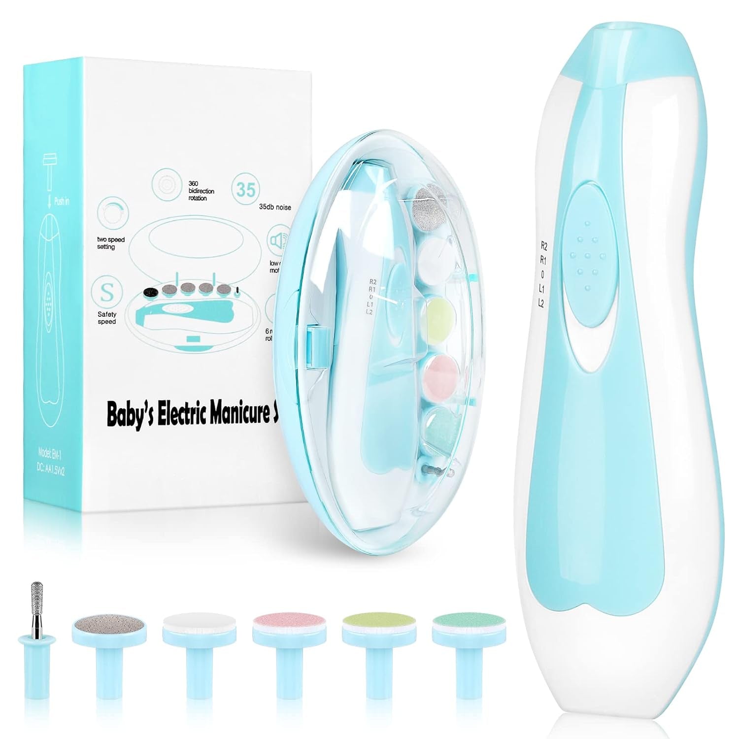 Baby Nail Trimmer Electric,Baby Nail Clippers, 6 in 1 Baby Nail File,Nail File Baby Grooming Kit Manicure Set for Toddler or Adults