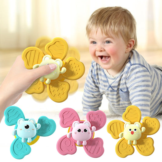 Baby Bath Spinning Top Toy Safe Interesting Baby Bath Toys Animal Hand Spinner Toys With Suction Cups Spin Toy