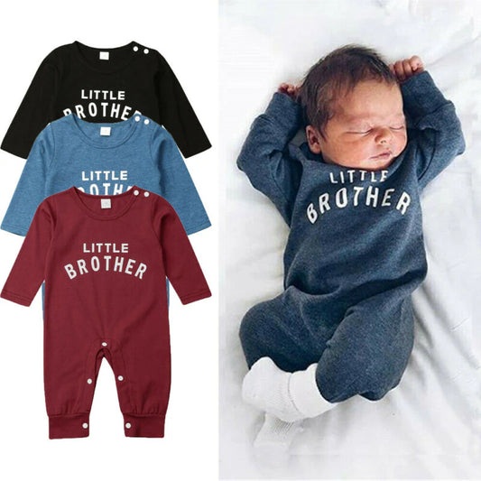 Pudcoco 2021 Newborn Baby Boy Long Sleeve Little Brother Romper Jumpsuit One-Piece Clothes